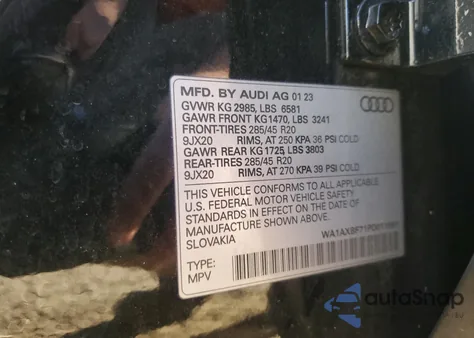 2023 Audi Q7 Premium из США, поврежденный, VIN WA1AXBF71PD011991